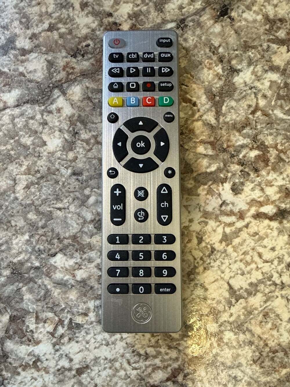 GE 4-Device Universal Remote Control, Brushed Silver Finish